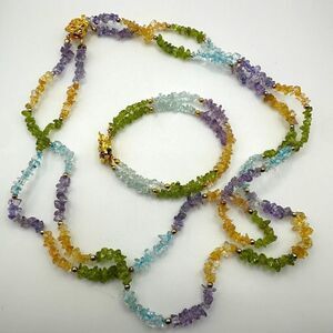 Double strand multi gemstone chip bracelet and necklace set!